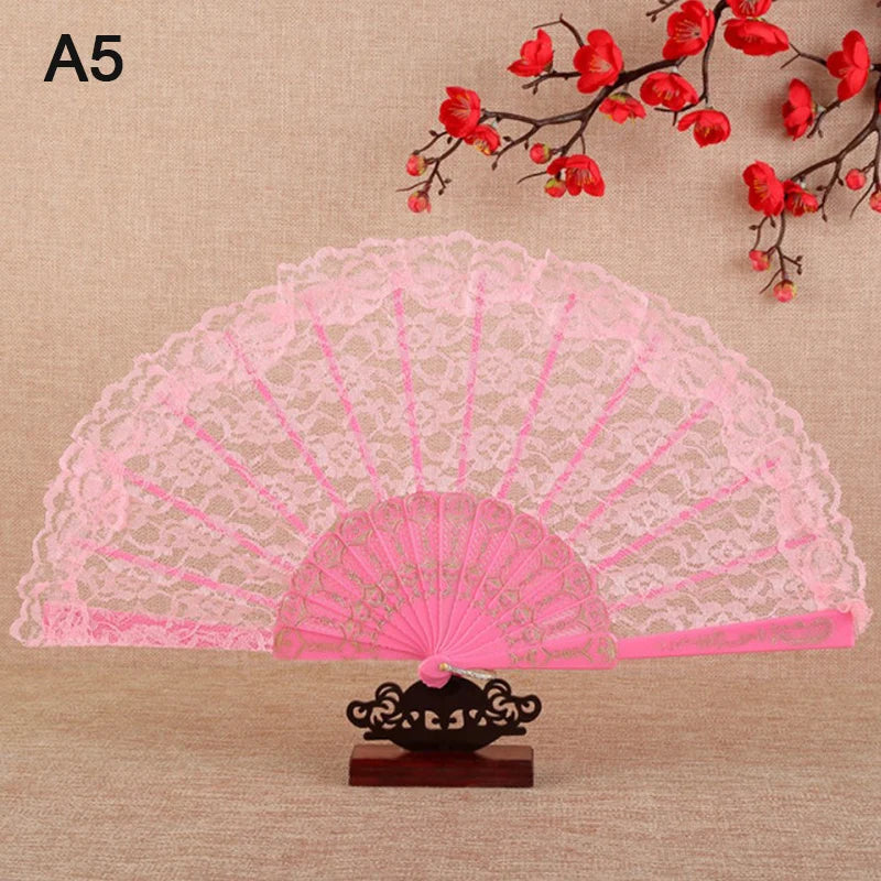Japanese Pattern Art Craft Decor Vintage Lace Folding Fan Chinese Qme A5
