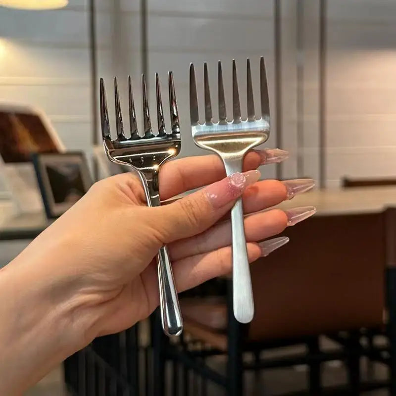 Single Handle Six-tooth Dessert Fork Party Kitchen Tool Stainless Qme