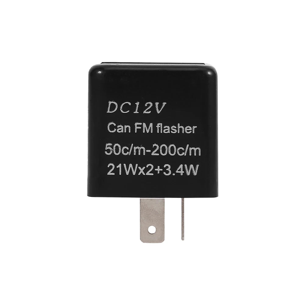 Motorcycle Turn Signal Indicator 2-Pin Speed Adjustable LED Flasher Relay 12V Turn Signal Indicator Flasher Relay Qme black
