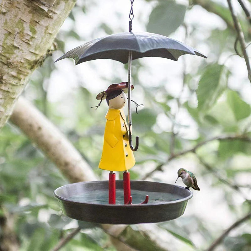 Hanging Bird Feeders For Outdoors Girl And Umbrella Hummingbird Feeder Tray Outside For Bird Bath Garden Decor Yard Decorations. Qme