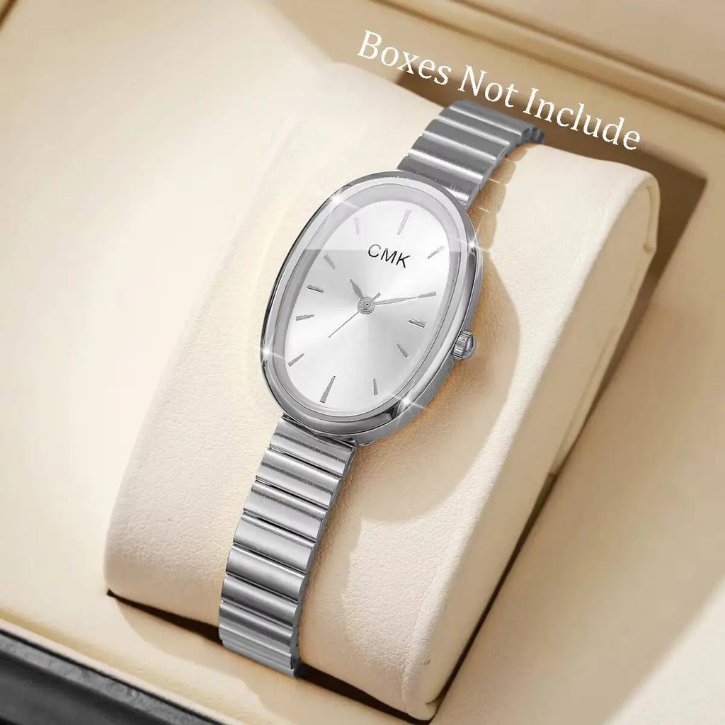 Fashion Ultra-thin Strap Women Watches Simple Dial Quartz Wristwatch Girls Clock Reloj Mujer（Without Box） Qme Silver White No Box