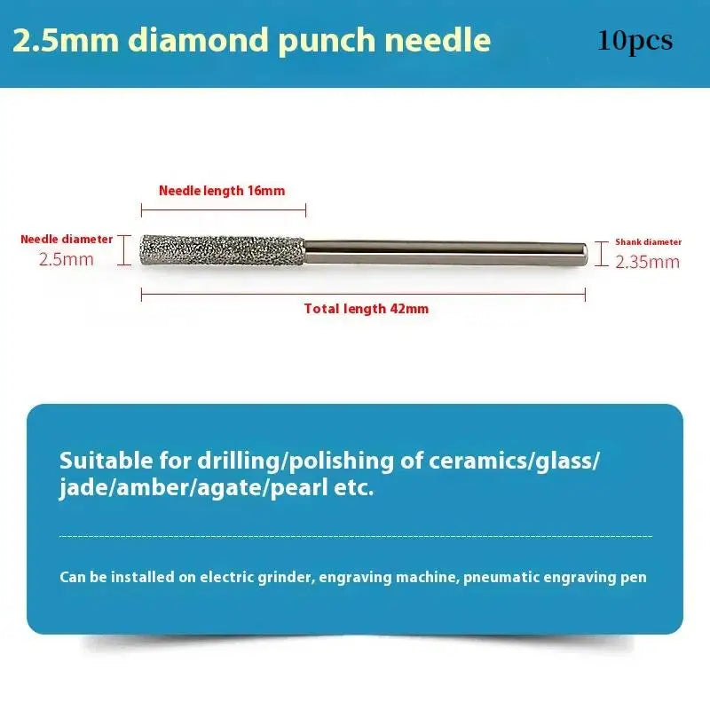 10Pcs 0.8/1/1.2/1.5/1.8/2/2.5MM Diamond Coated Drill Bits With 2.35MM Shank For Glass Jade Jewelry Grinding And Polishing Qme 2.5
