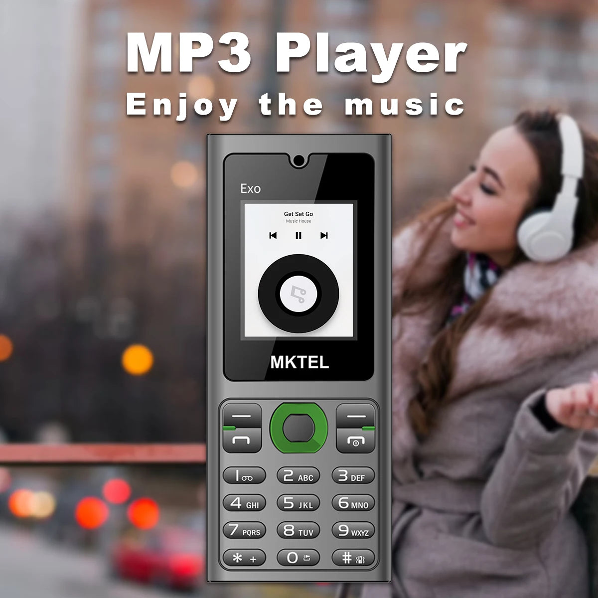 MKTEL EXO Feature Phone Senior Mobile Phone Dual SIM Dual Standby 1.77" Display GSM MP3 MP4 FM Radio Strong Torch Loud Speaker Qme