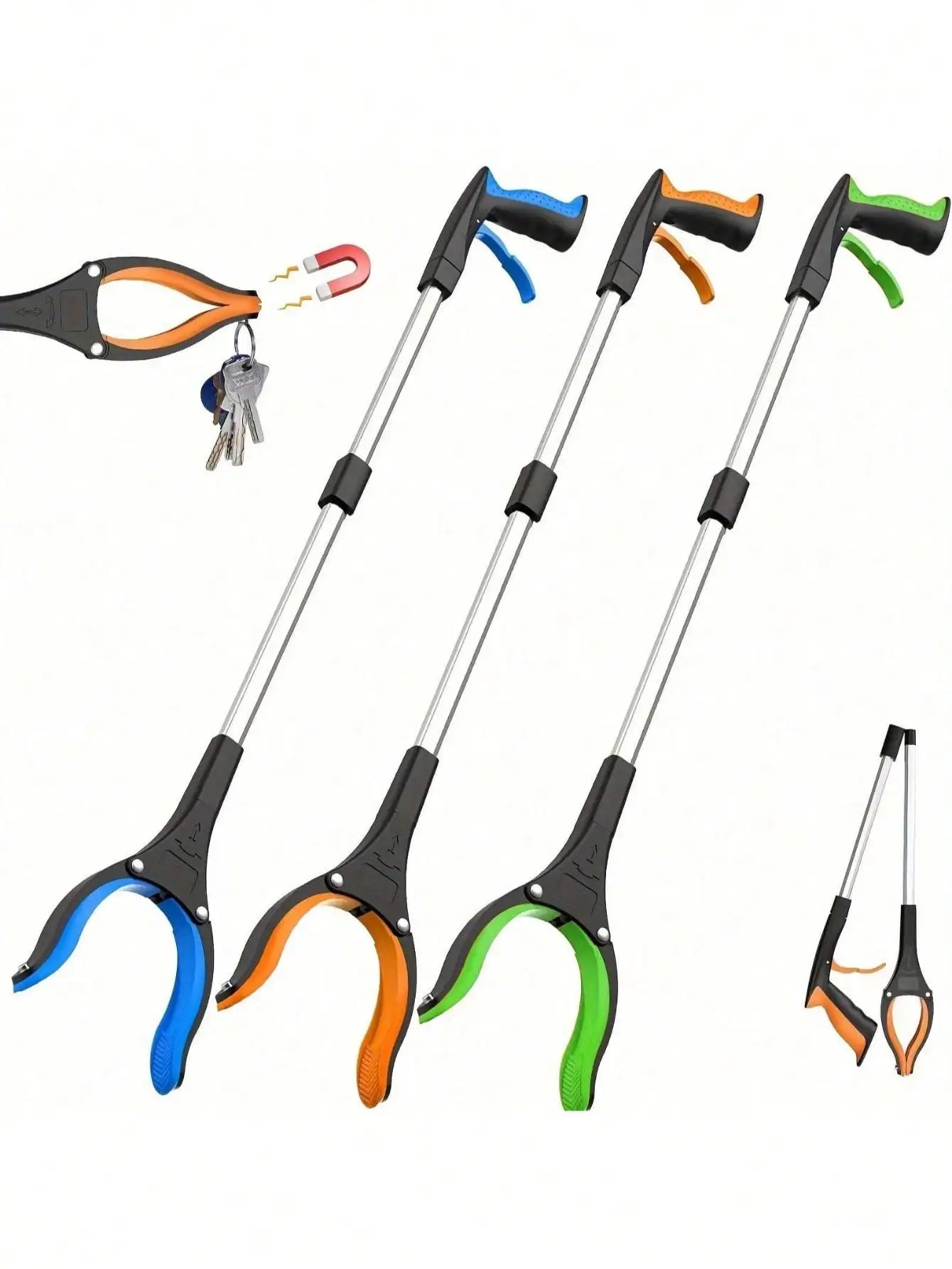 1 Foldable Elderly Grasping Tool Lightweight Extendable 360 Rotating Qme