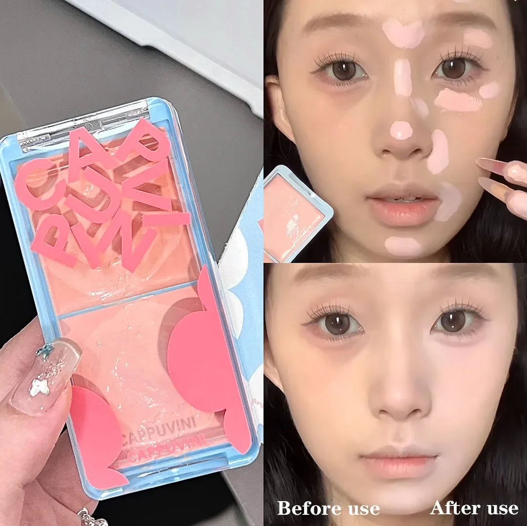 Creamy Pink Face Highlighter Palette Under Eye Brightening Waterproof Concealer Cream Like a Natural Ruddy Complexion Makeup Qme