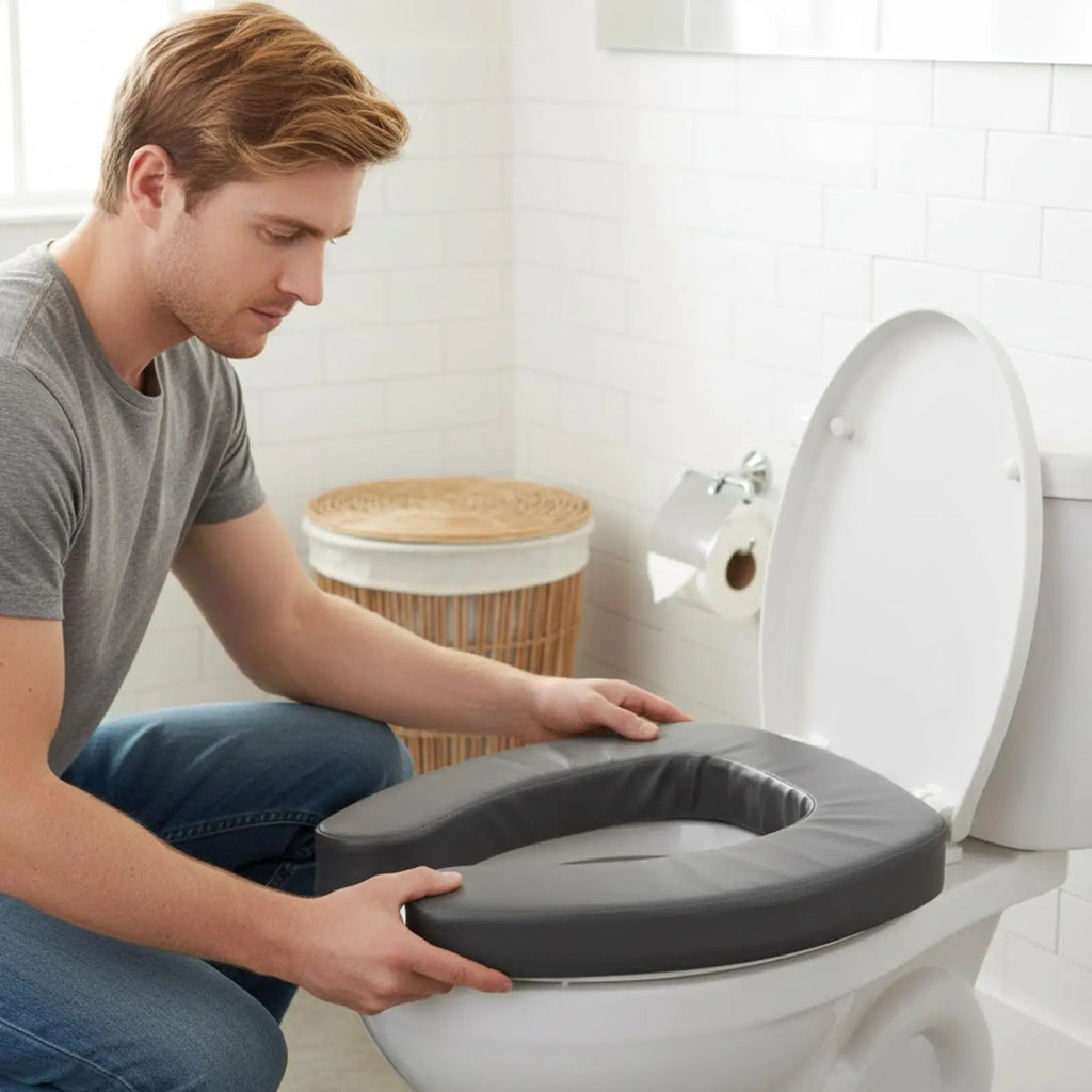 Toilet Seat Riser Ergonomic Portable Assistance Non-slip Padded Lift Qme