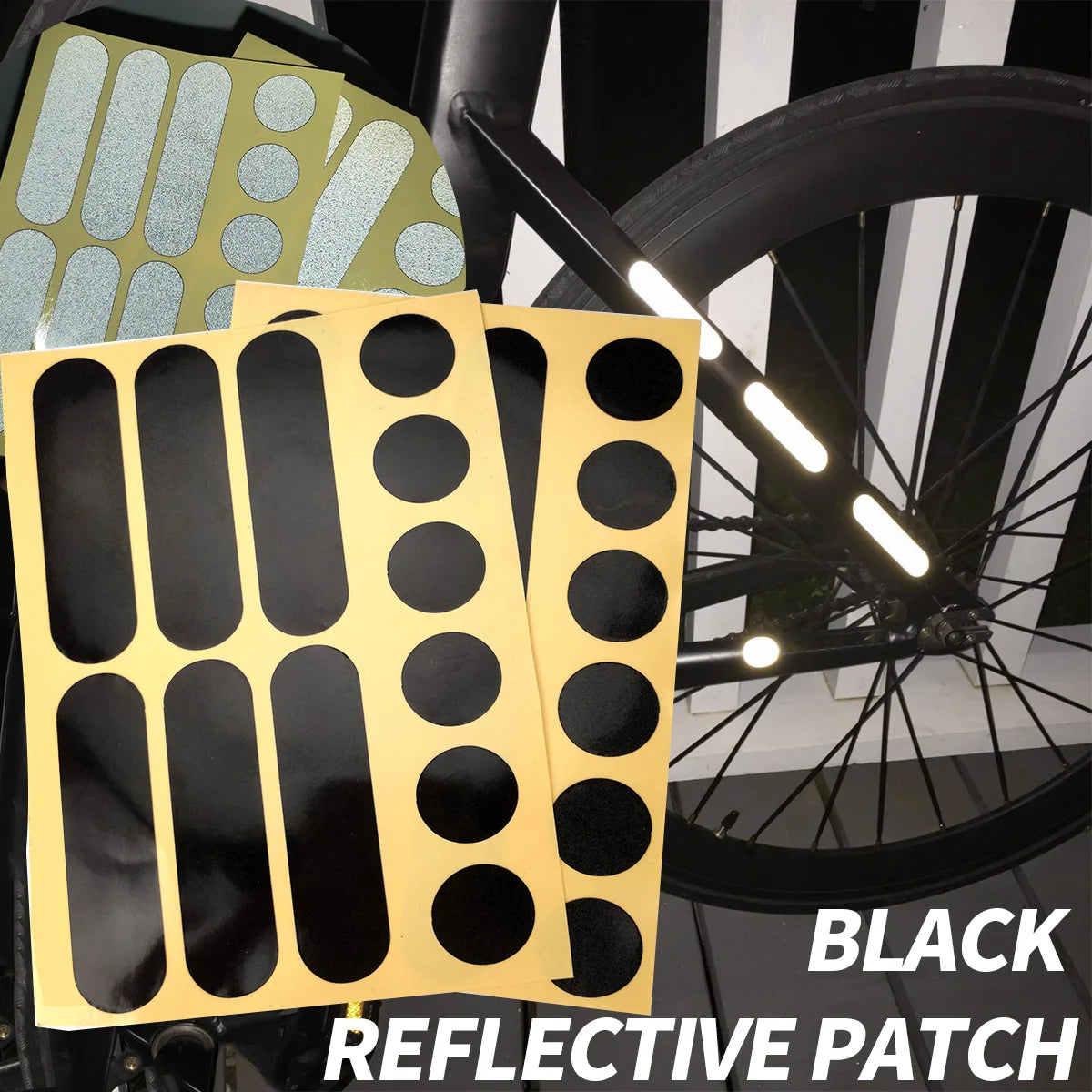 Motorcycle Helmet Reflective Stickers Set - Black Invisible Circular & Oval Shapes for Enhanced Visibility Safe Night Riding Qme