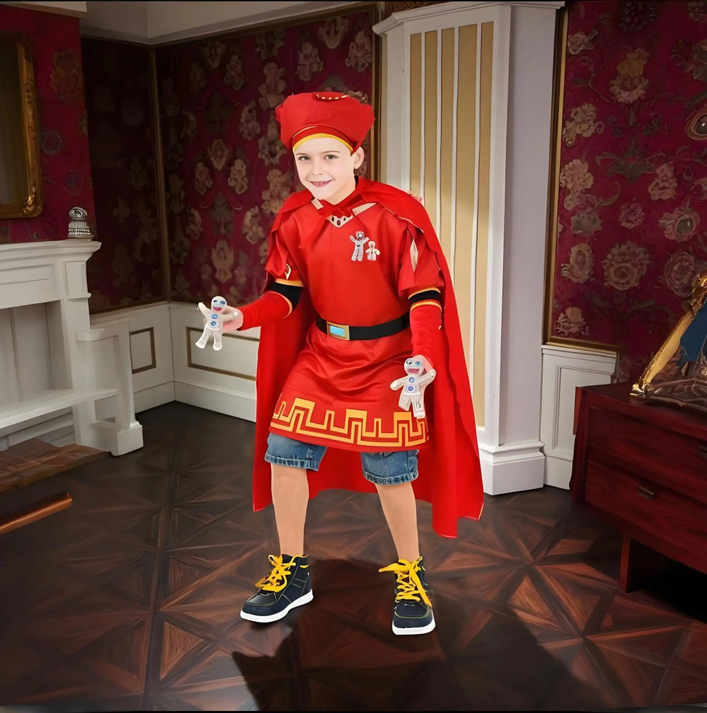 Boys Lord Farquaad Costumes King Outfits Halloween Evil King Robe Cloak Red Top Hat Anime Cosplay Party Dress Up Qme