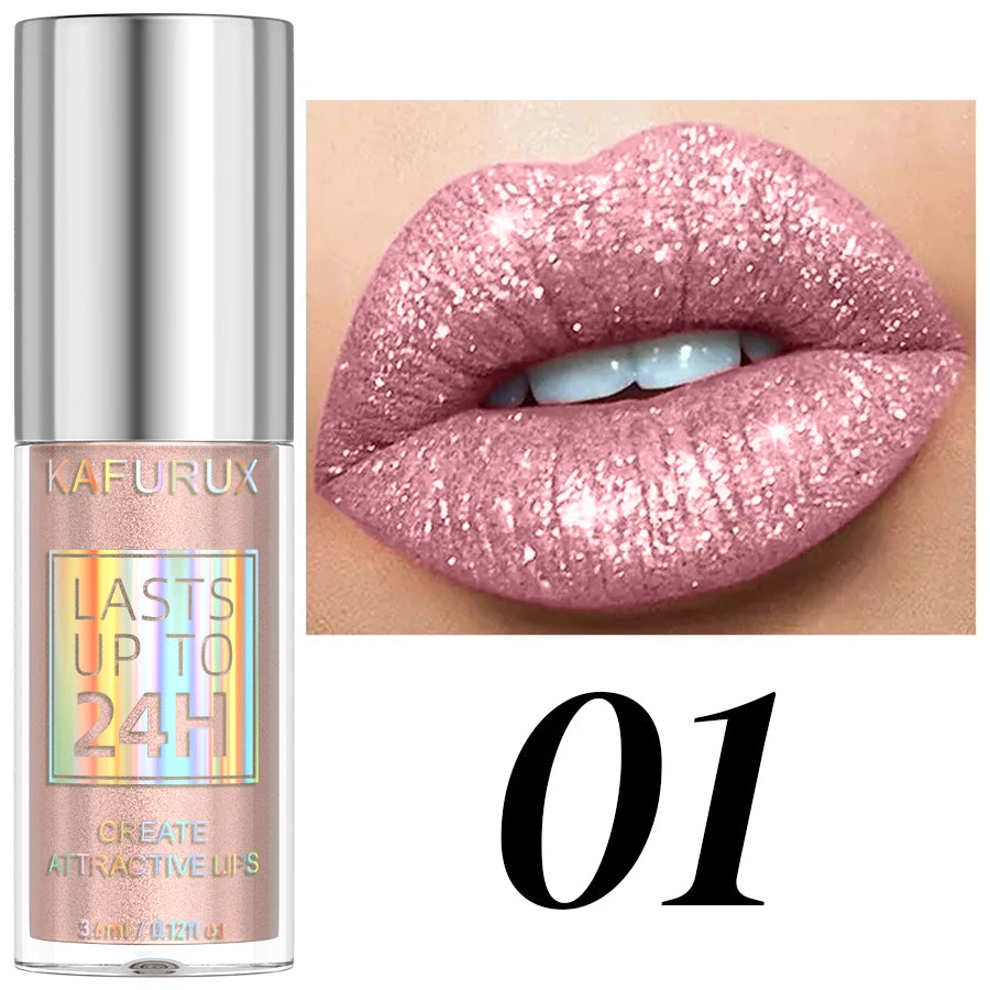 20 Matte Shiny Glitter Liquid Lipstick Lip Gloss Diamond Makeup Qme 01