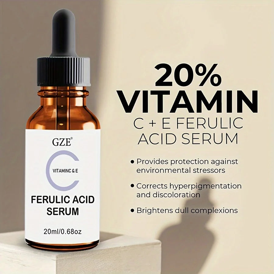 GZE Ferulic Facial Serum with Vitamin C, Vitamin E, & Absorbic Acid - Make you looks Younger, Skin Brightening Face Essence Qme