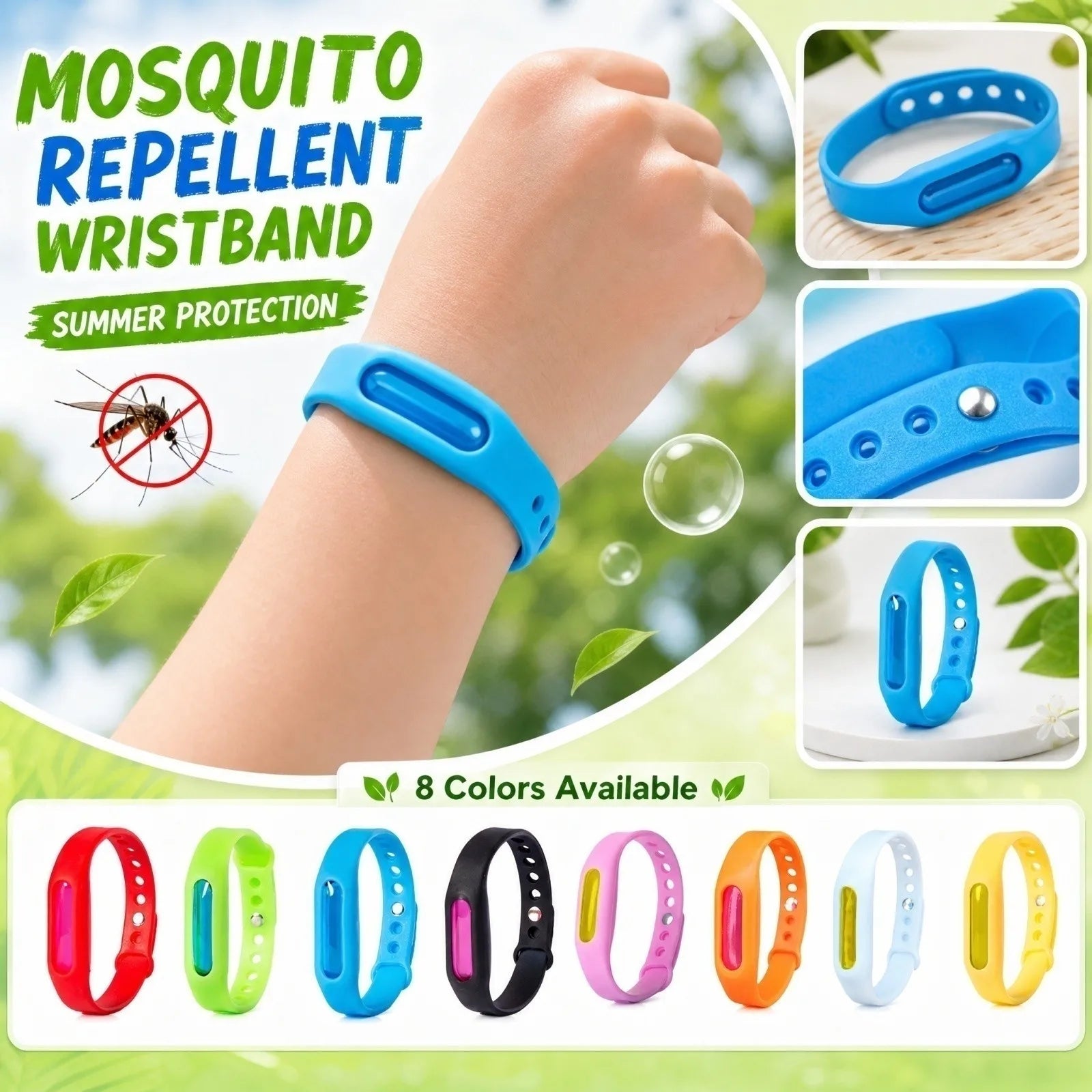 Mosquito-repelling Bracelet Essential Oil Waterproof Silicone Safe Wristband Portable Pest Artifact Tool (capsule color random) Qme