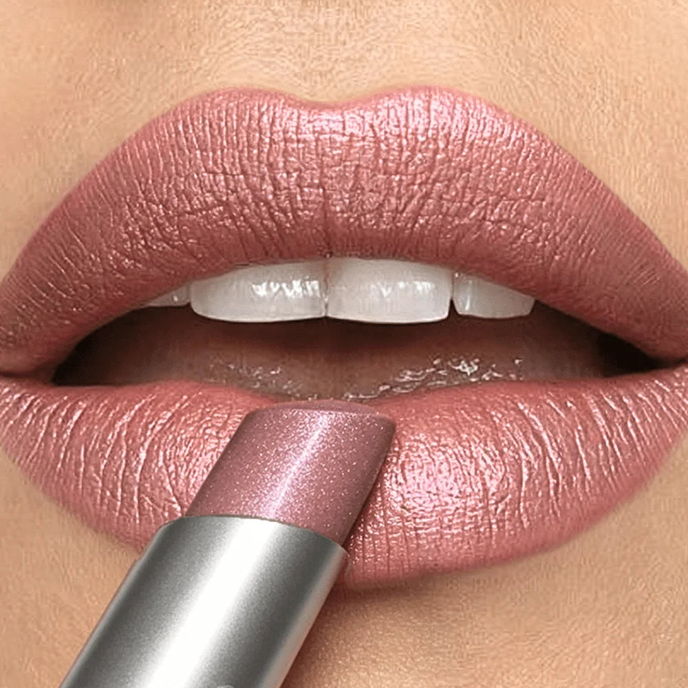 JUJU DREAM Silver Tube Shimmer Peach Lipstick Pearlescent Hydrating Qme