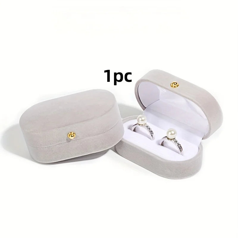 Double-ring earrings box, with a snap closure, a Valentine's Day gift storage and display packaging box Qme gray