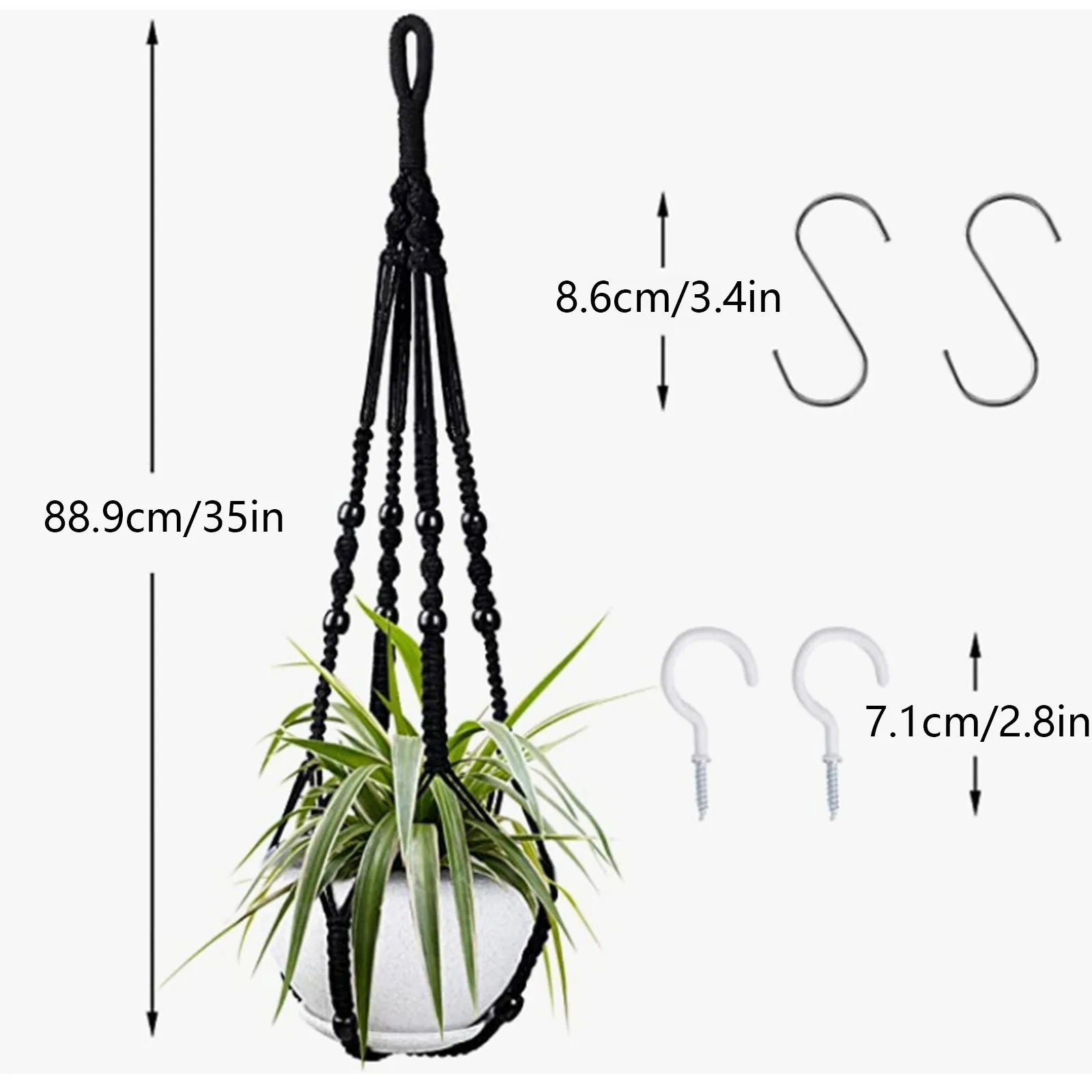 4Pcs Handmade Plant Hanging Rack Set Decorative Flower Pot Stand Woven Basket Holder for Indoor Outdoor Garden Plants Pot Stand Qme