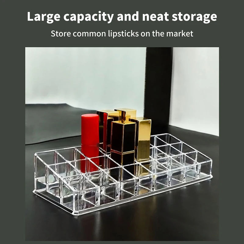 Makeup Holder Cosmetics Display Rack 24 Lattices Acrylic Lipstick Qme