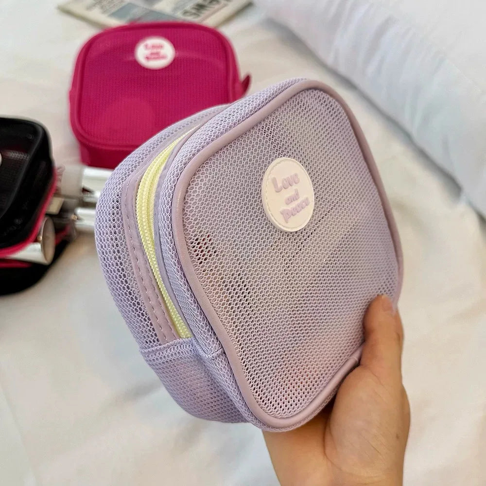 1 Hollowed-out Mini Makeup Bag Women's Small Square Zipper Travel Qme