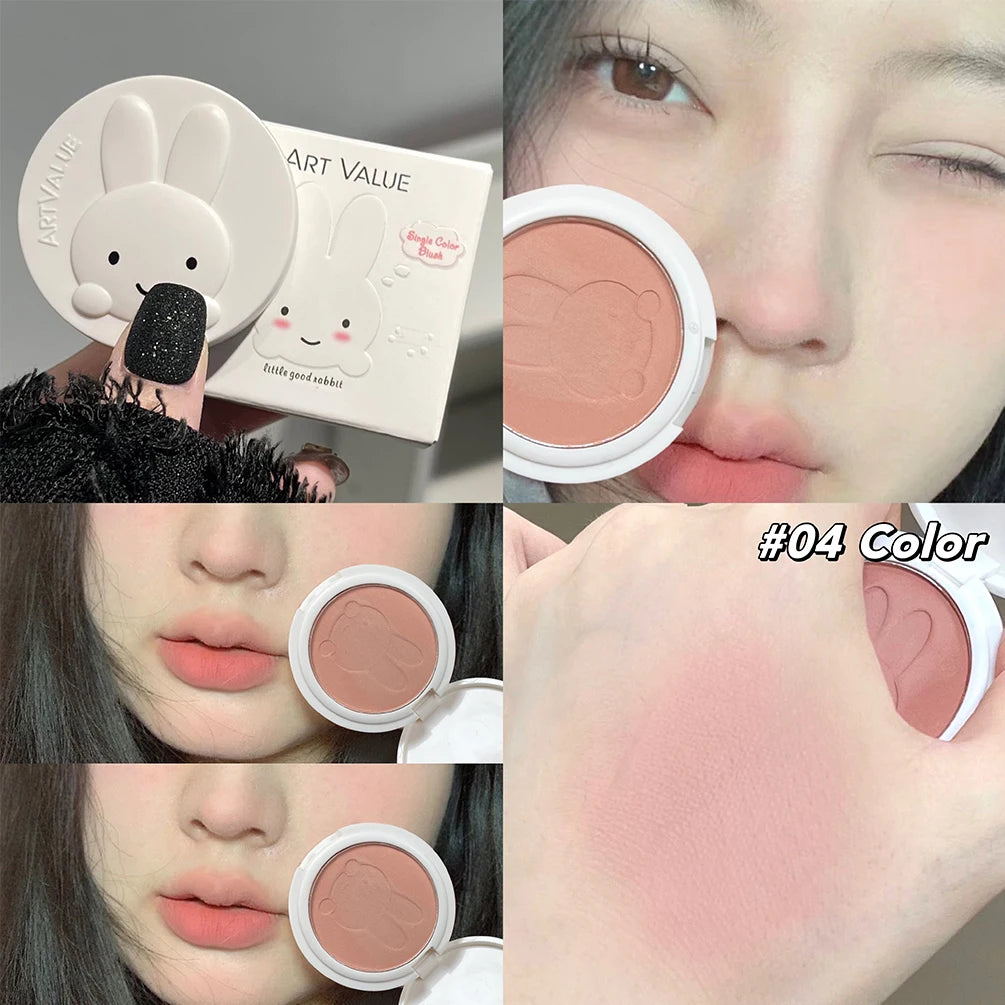 Monochrome Blush Palette Matte Peach Rouge Cute Bunny Rose Red Cheek Tint Blusher Powder Natural Face Contouring Shadow Makeup Qme 04