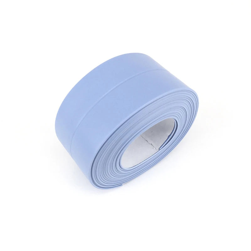 Bathroom Sealing Tape Self-adhesive Oil-Proof Kitchen Sink Caulk Seal Strip PVC Waterproof Shower Wall Sticker for Toilet Corner Qme Blue 3.2M China Mainland|2.2CM