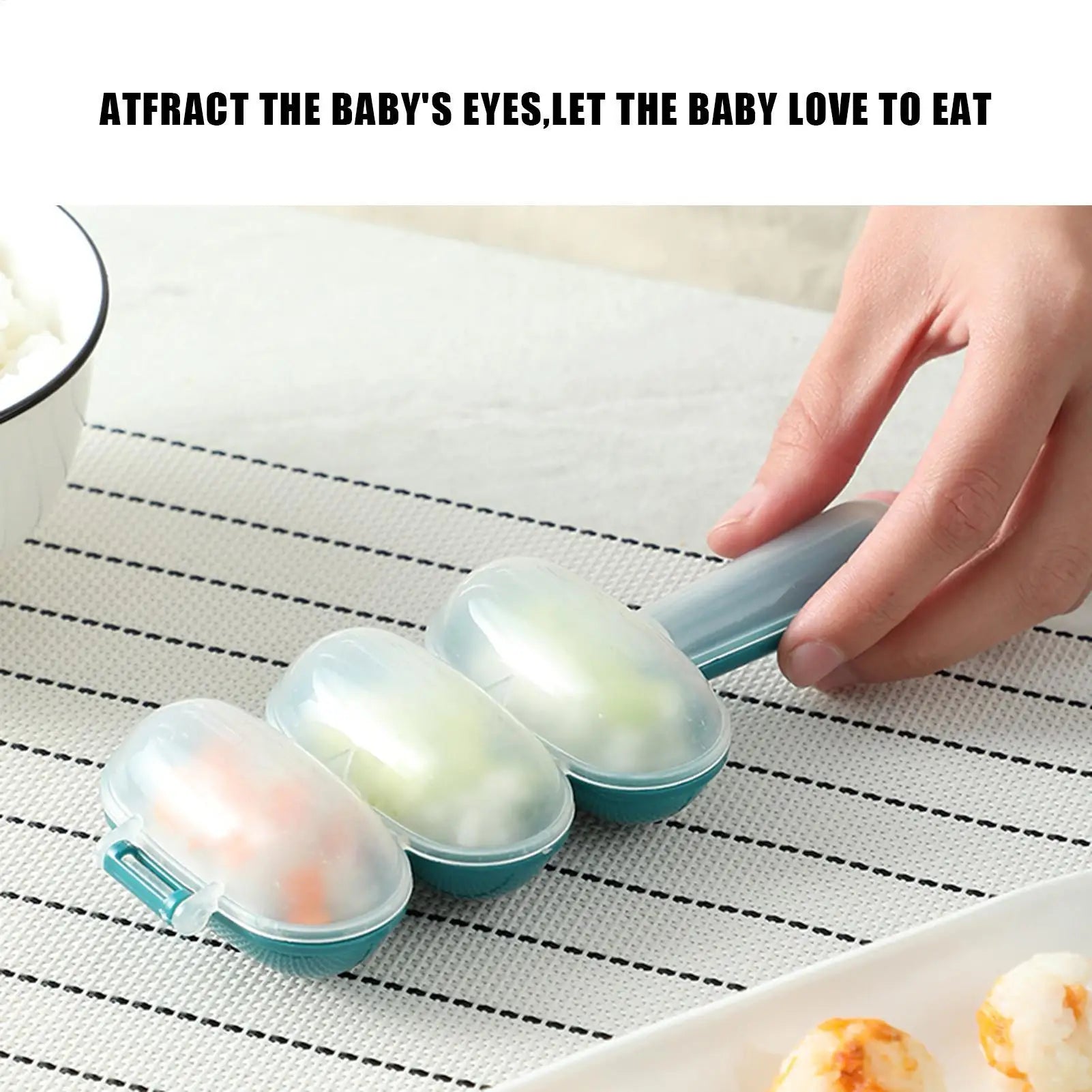 Rice Baller Ball Shaped DIY Sushi Tool Onigiri Mold 3-Cavity Shake Qme