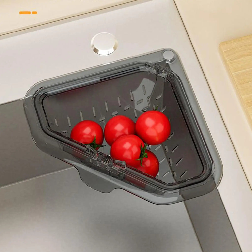 Sink Food Catcher Basket Magnetic Suction Drainage Triangle Drying Kitchen Sink Drain Strainer Corner Basket for Scrap Fruits Qme