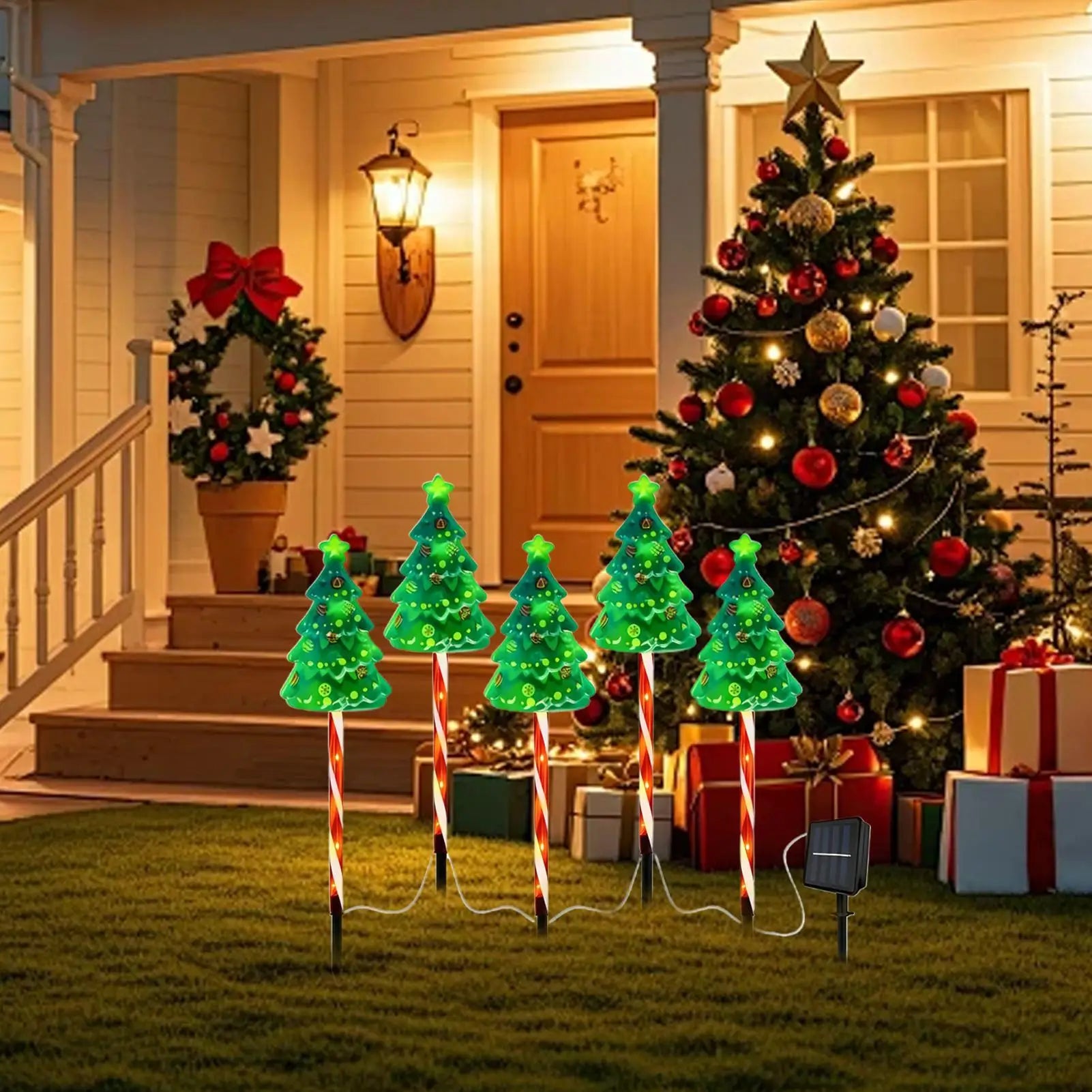 Candy Cane Pathway Light Solar Powered Holiday Lighted Stake Outdoor Qme