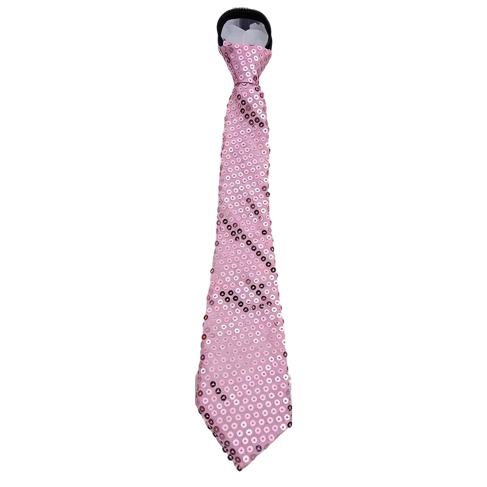 Shiny Sequins Neck Ties Men Women Stage Glitter Performance Prom Paillette Accessories Fashion Party Adjustable Necktie Qme Pink