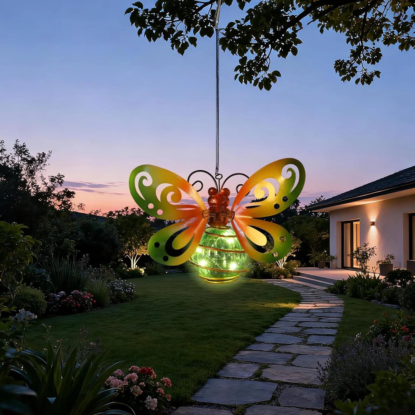Solar Insect Lights Outdoor Suspended Insect Simulation Light Designed Specifically For Garden Decor Waterproof Outdoor Light Qme green butterfly 1 PCS