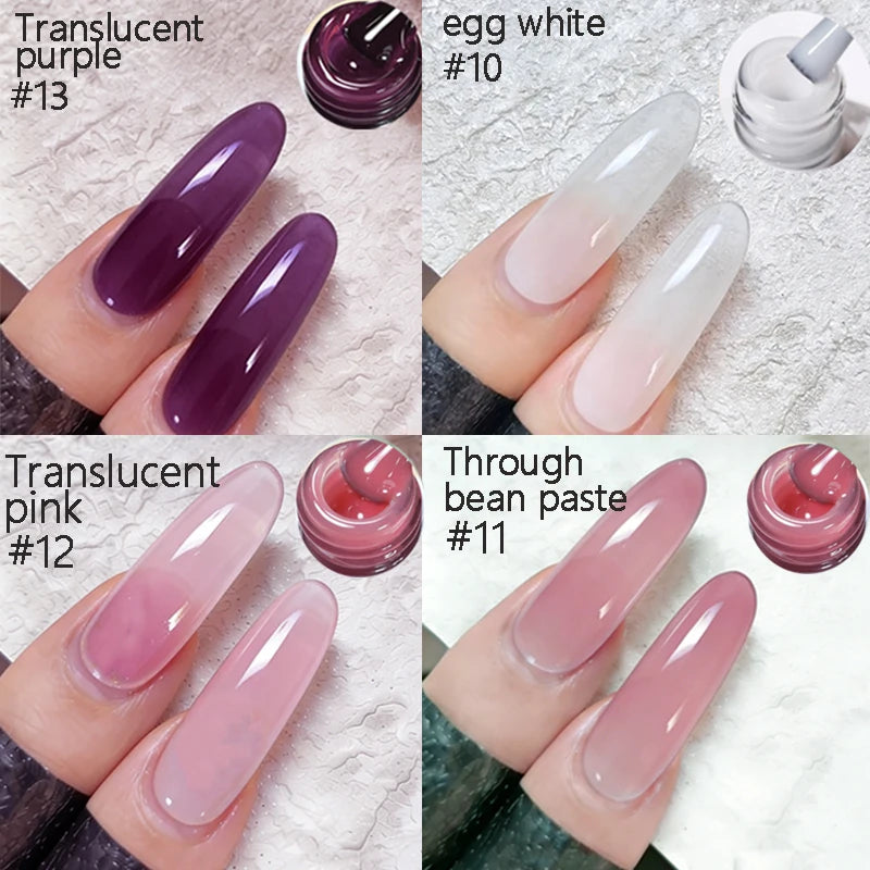 1 Jelly Gel Nail Polish Crystal Brown DIY Translucent Art Permanent Qme 4 PCS