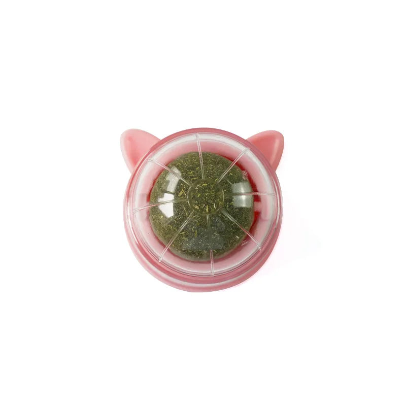 Rotating Catnip Ball Cat Shaped Pet Grinding Toy Interactive Licking Cats Scratch Ready To Eat Toy Ball Pet Supplies Wholesale Qme Pink