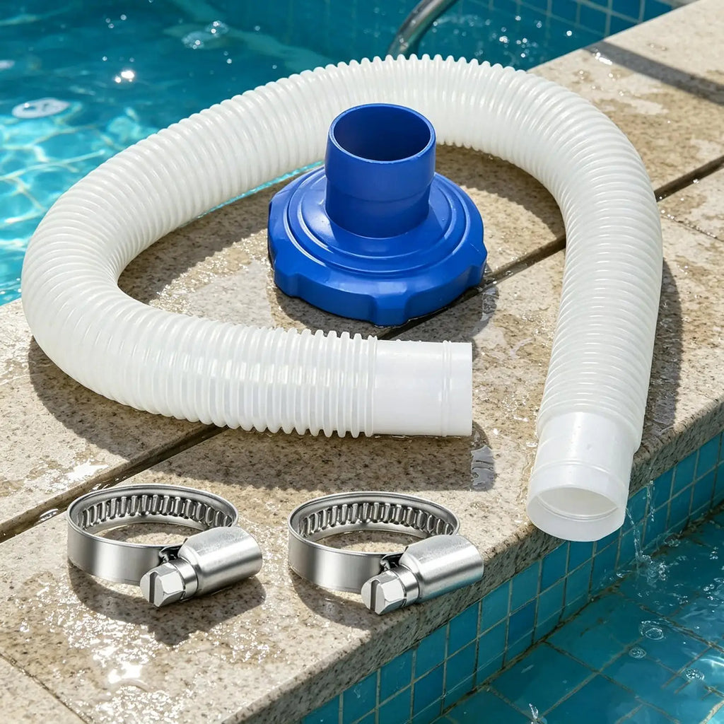 Pool Vacuum Plate For Skimmer Universal With Hose & 2 Iron Rings Pool Vacuum Skimmer Attachment Kit For Maintenance Cleaning Qme