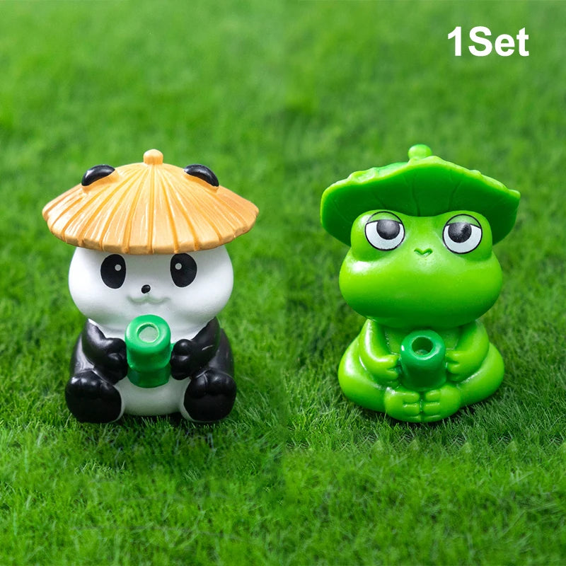 Hanging Panda Frog Figures Aquarium Decor Creative Cartoon Animal Qme 1Set