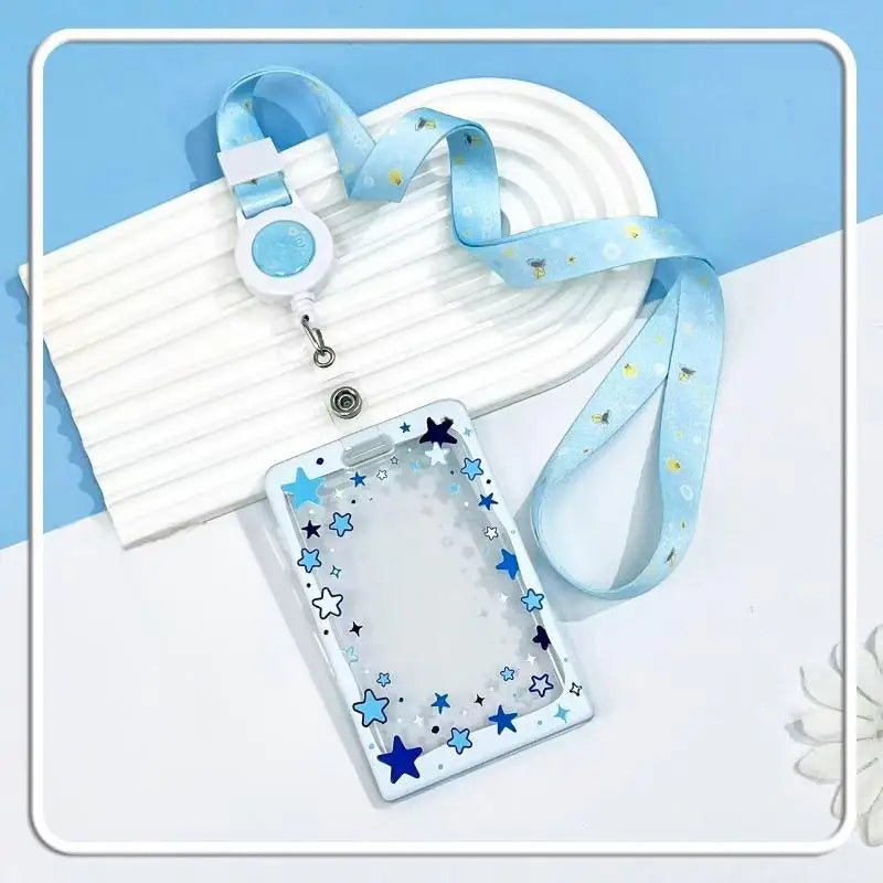 Star Sliding Cover Card Holder Transparent Portable ID Protector Kpop Qme A1