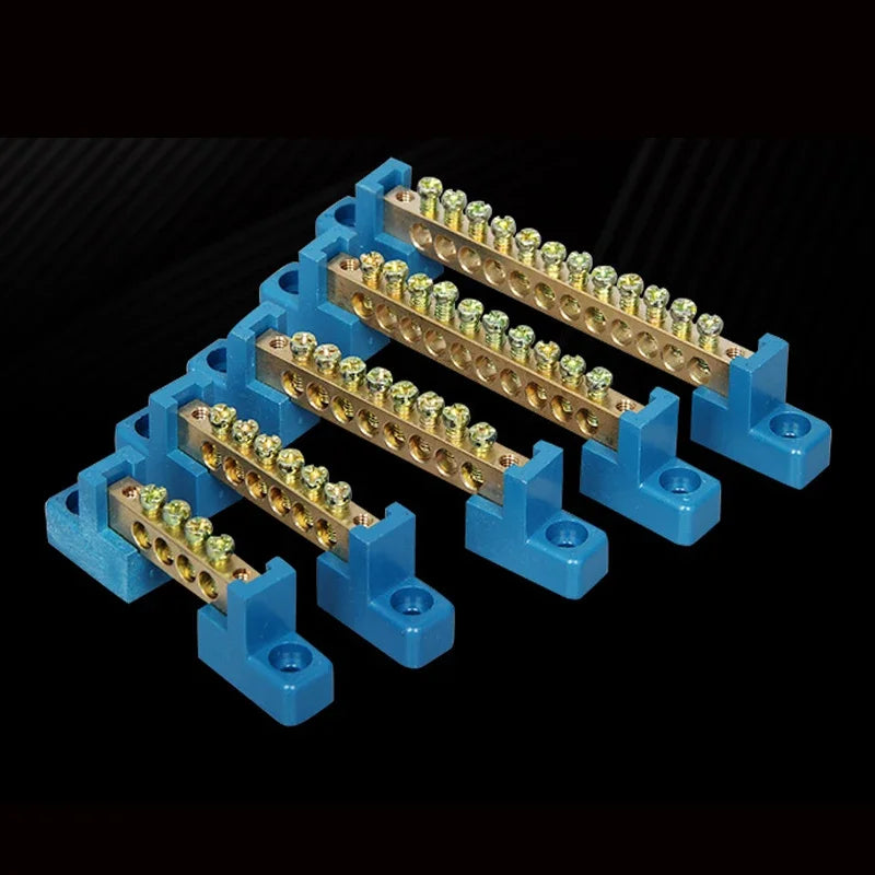 1pcs 6*9 Copper Ground Bar - 4/6/8/10/12 Hole Terminal Block for Distribution Box Zero Ground Wiring Connection Qme