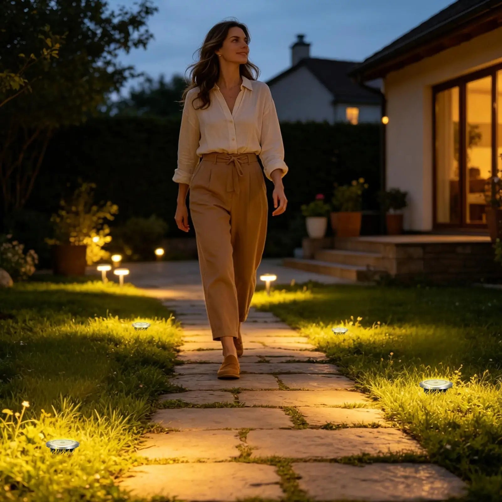 Pathway Lights Solar Powered 8-Piece Auto Off Bright Garden Outdoor Qme