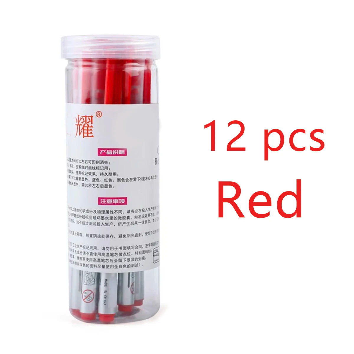 12 Pieces Heat Erasable Fabric Markers Pens Set for Sewing DIY Dressmaking Tailors Chalk Accessories Qme 12 pcs red