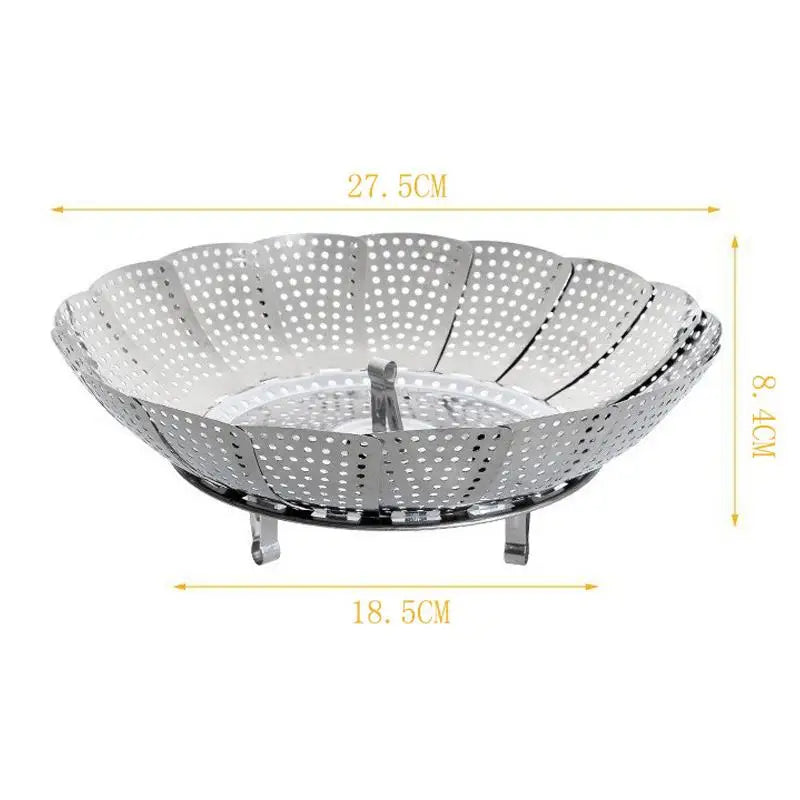 Folding Stainless Food Steamer Vegetable Fruit Basket Mesh Rack Qme A3