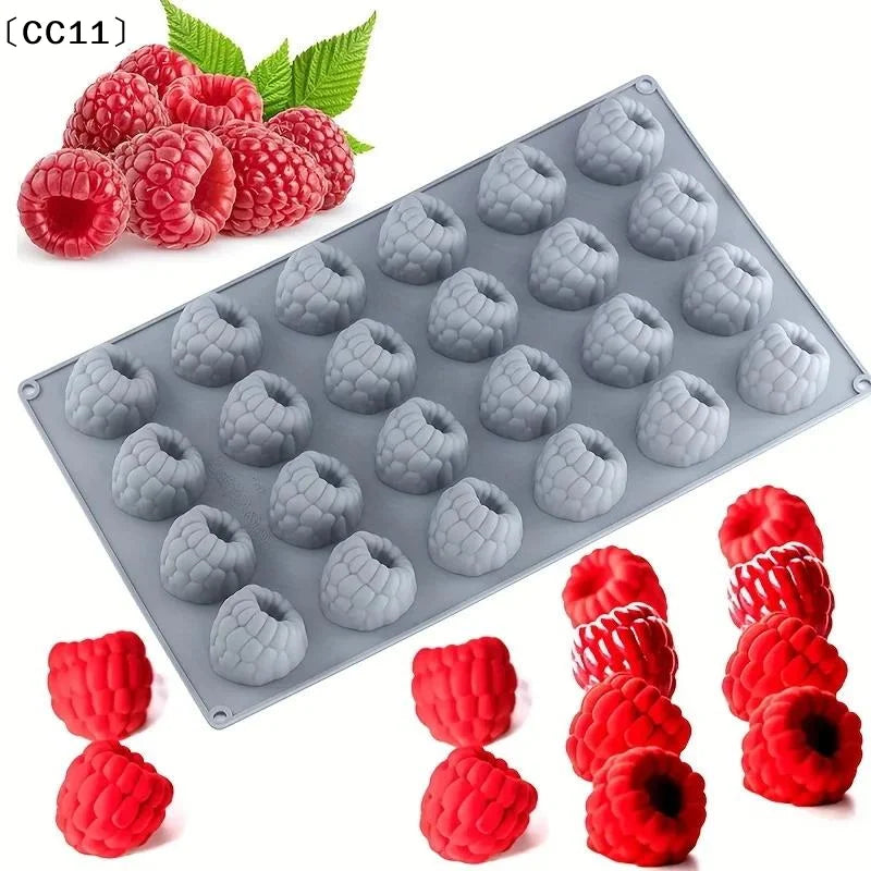 24-Cell Raspberry Design Food Grade Silicone Cake Mold Mousse Mould Qme