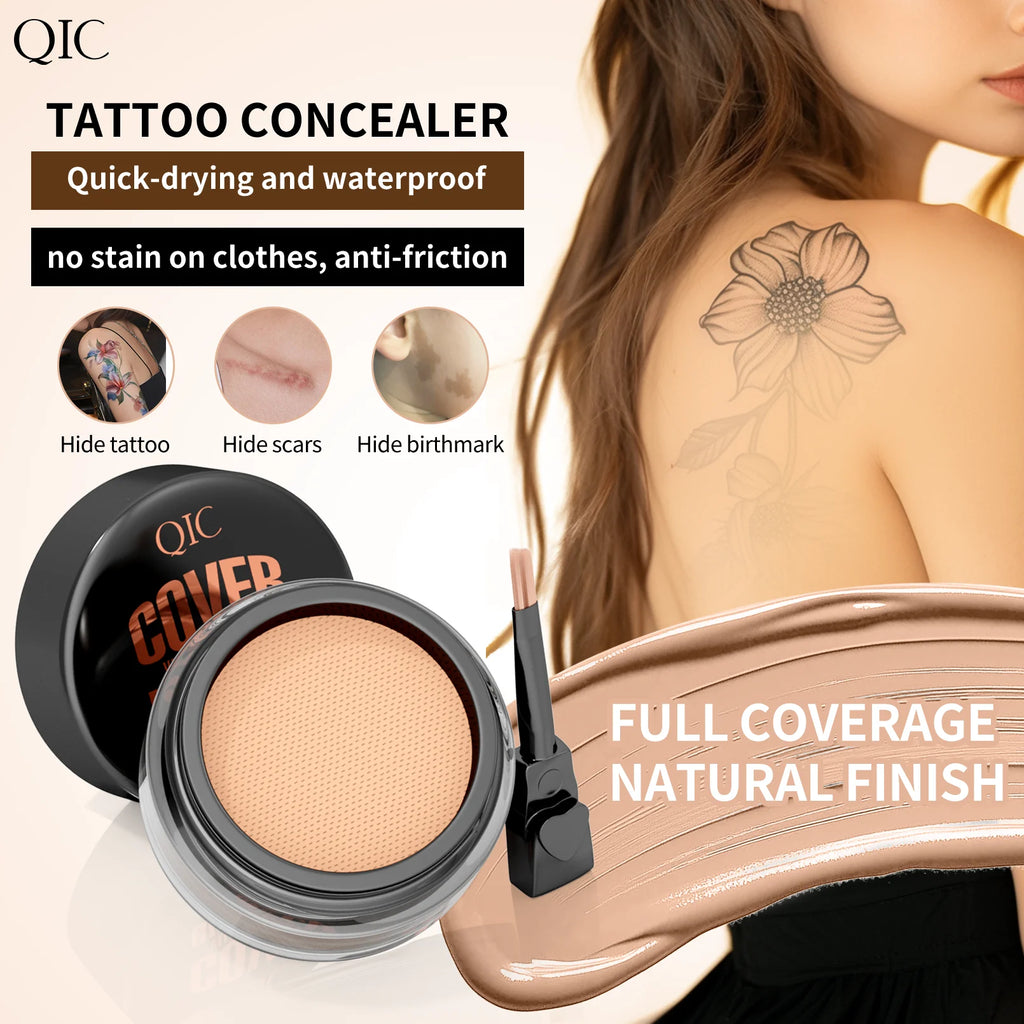 Waterproof & Sweatproof Concealer Cream - Tattoo coverage, Long-Lasting Foundation, Natural,Full coverage, All Skin Types Qme