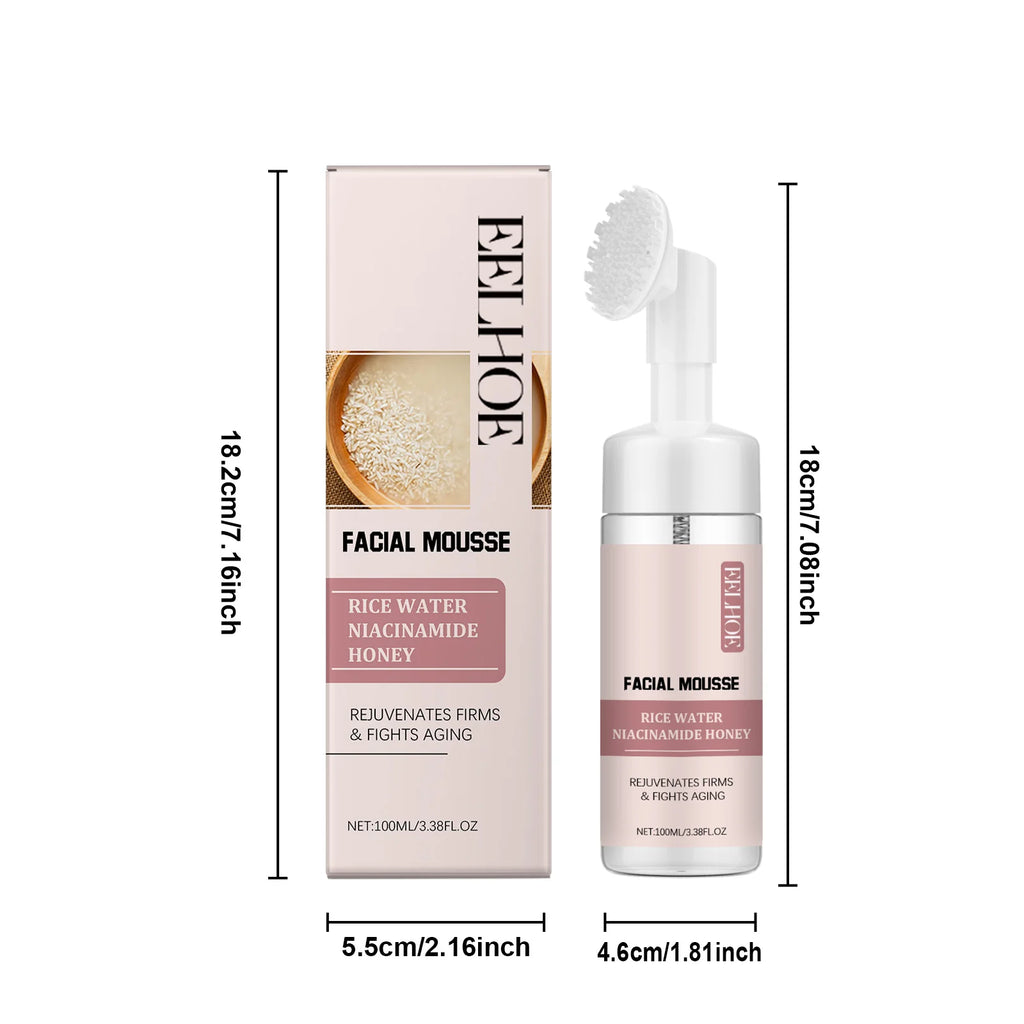 Rice Water Cleansing Mousse Oil Control Deep Cleaning Pores Moisturizing Brightening Soothing Rejuvenation Foam Face Wash Care Qme