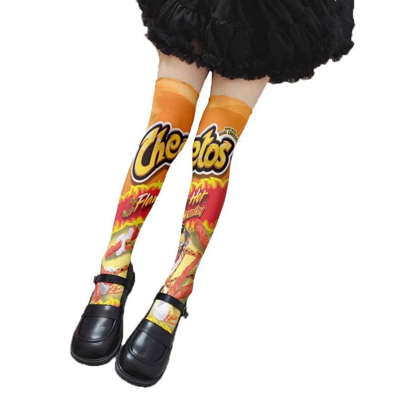 Fun Snacks Food Women's Stockings Skateboard Teen Harajuku Fashion Qme style7 One Size