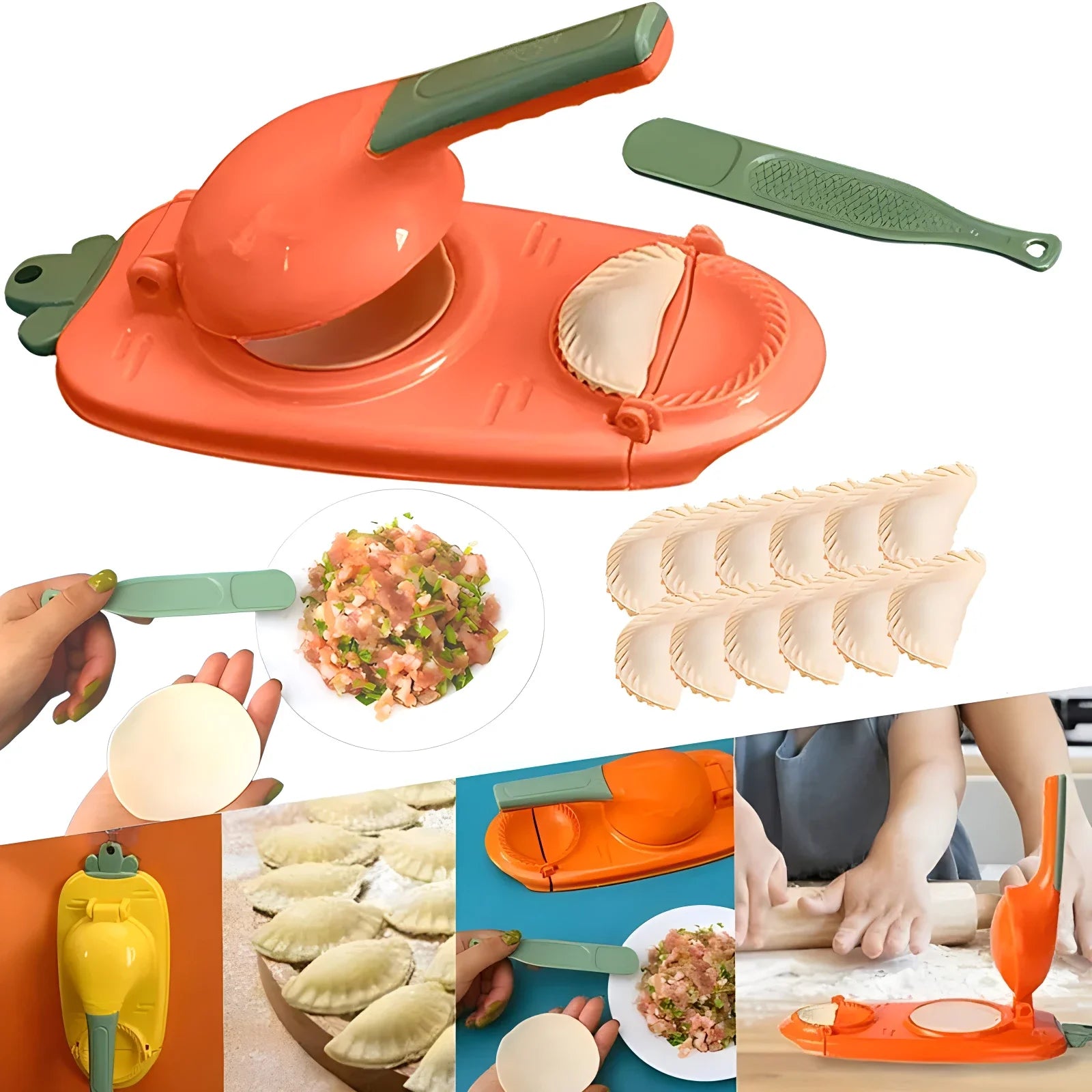 2 In 1 DIY Dumpling Wrapper Artifact Plastic Manual Wrapper Making Mold Dough Pressing Tool Baking Pastry Dumpling Maker Gadget Qme