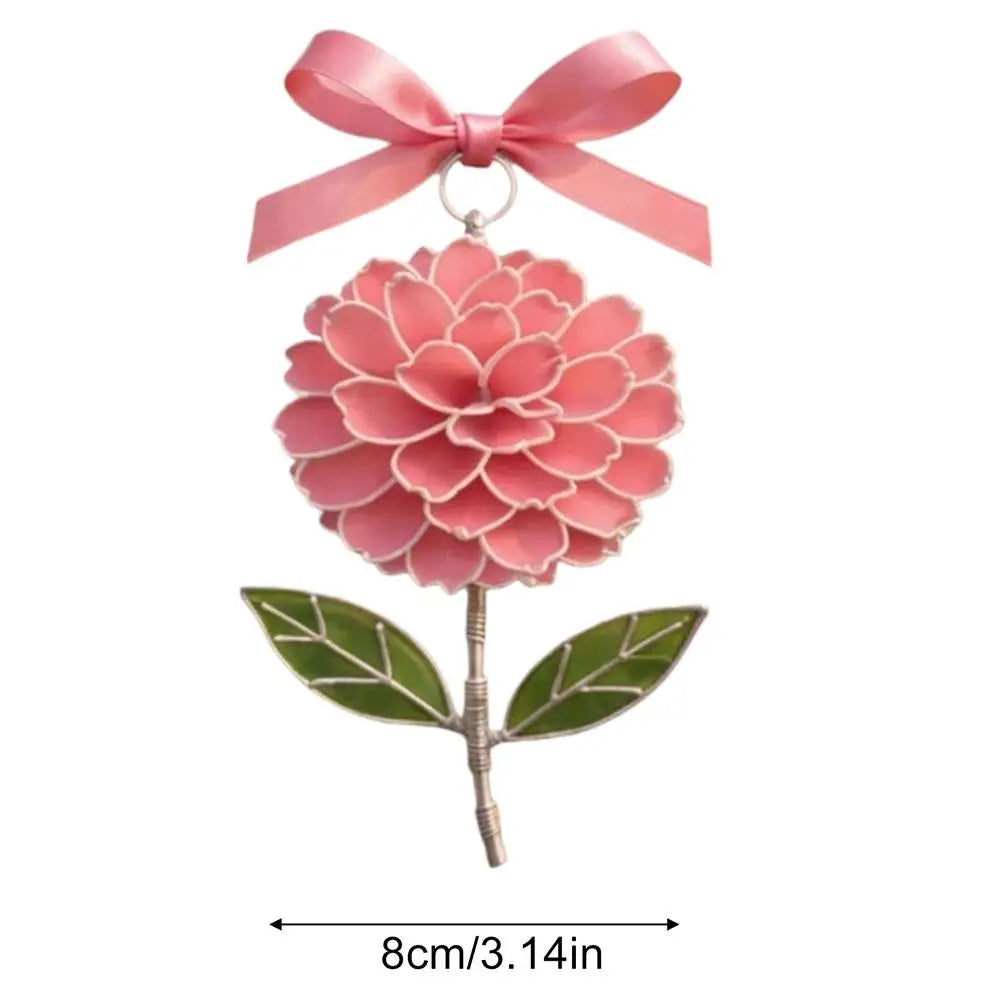 Flower Suncatcher Acrylic Metal Flower Pendant Stained Suncatcher Hanging Ornaments for Wall Balcony Garden Porch Living Room Qme CN C