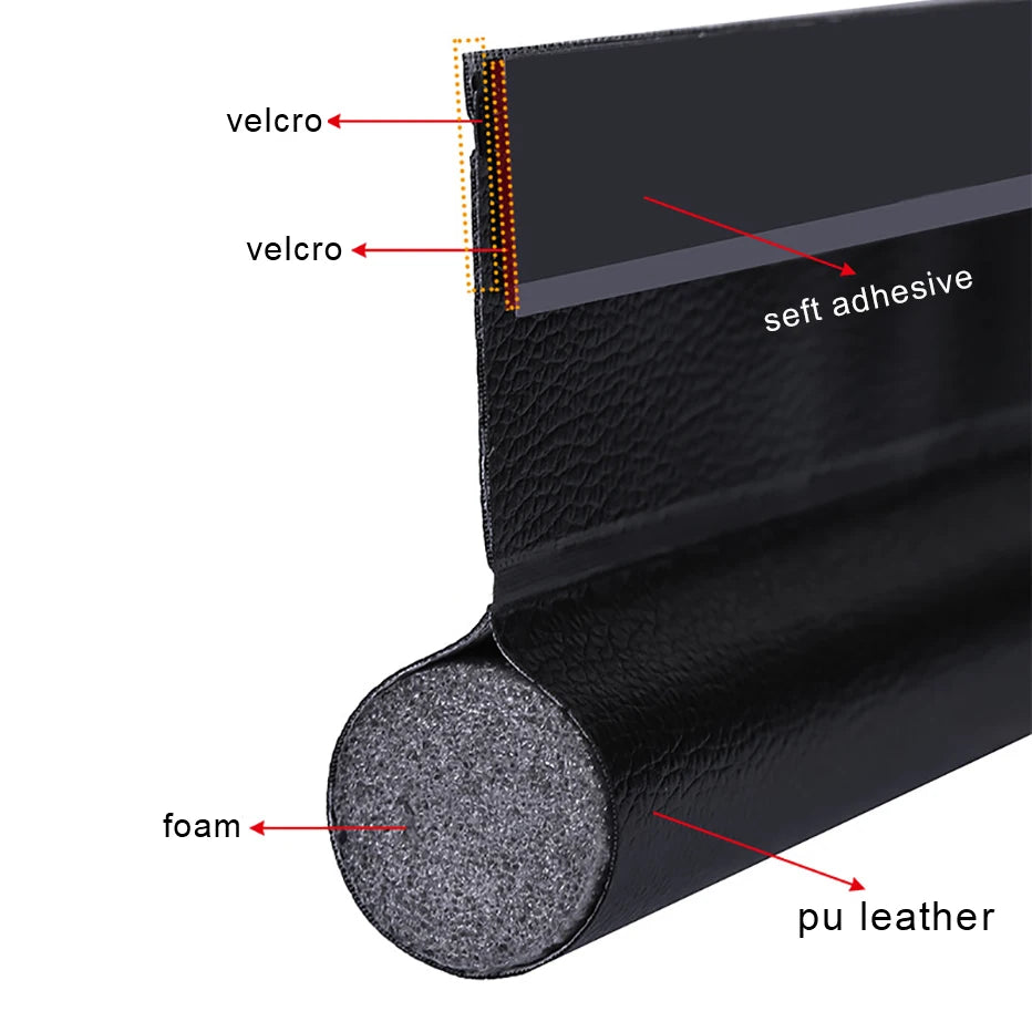 Adjustable Door Bottom Seal Strip Weatherstrip Under Door Draft Stopper Anti-Cold One Side Gap Blocker Foam Weather Strip Qme