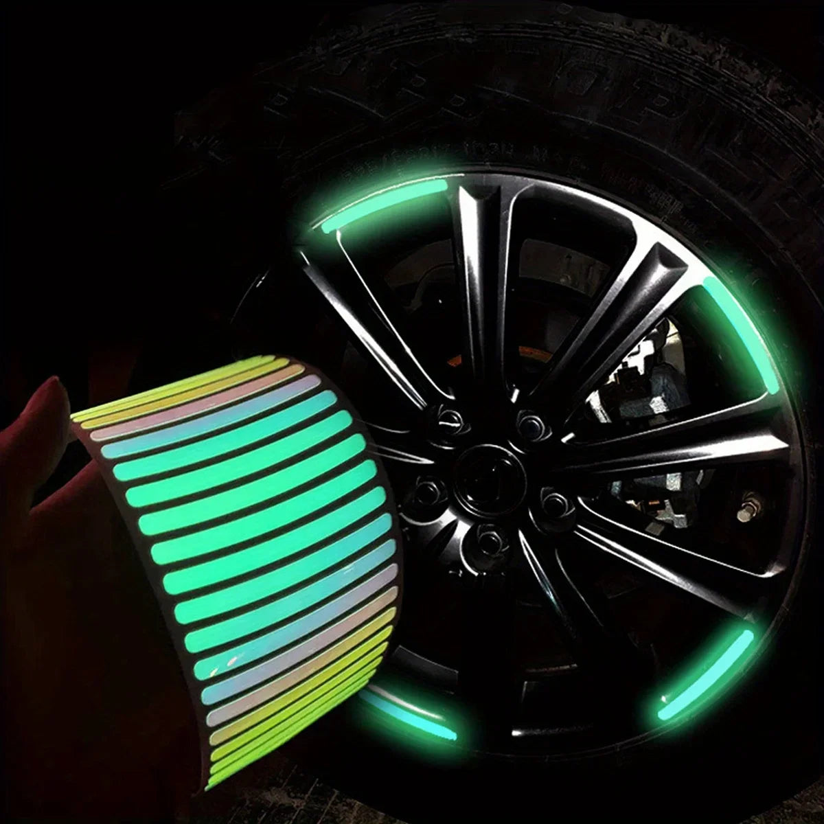 20 Colored Reflective Strips, Self-adhesive Stickers, Suitable for Car and Motorcycle Wheels Qme