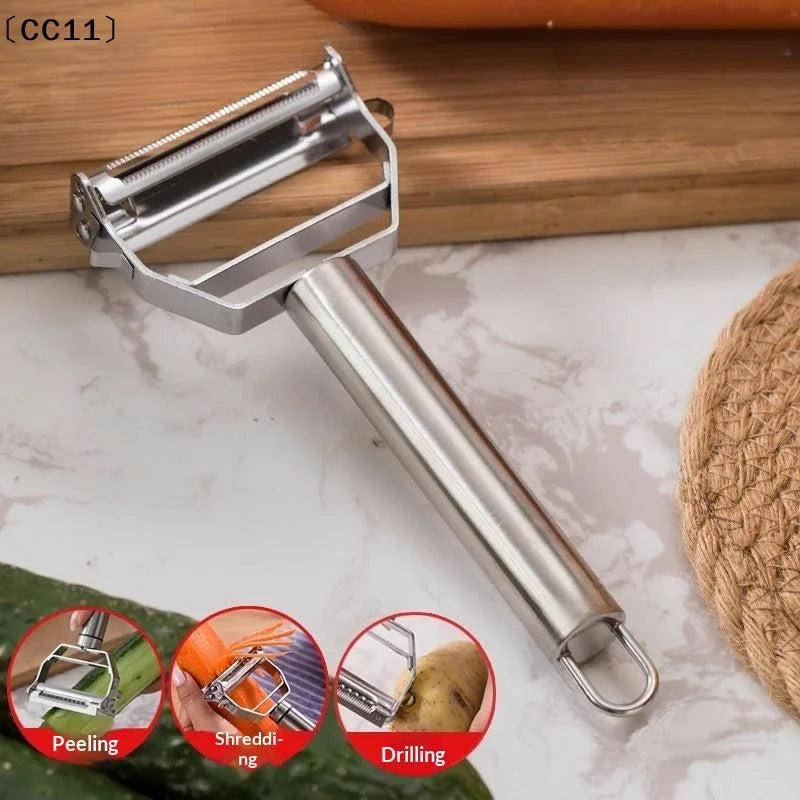 2-in-1 Multi-function Stainless Steel Double-head Vegetable Peeler Qme