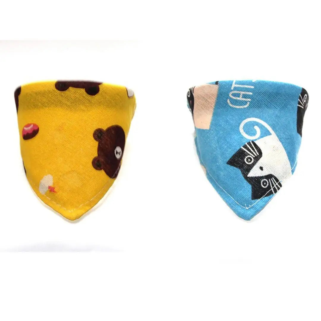 B Adorable Triangle Pet Drool Bib Without Collar Water Absorbing Reusable Cloth Practical Feeding Bib For Dogs And Kittens Qme 2pcs Bear Cat XL