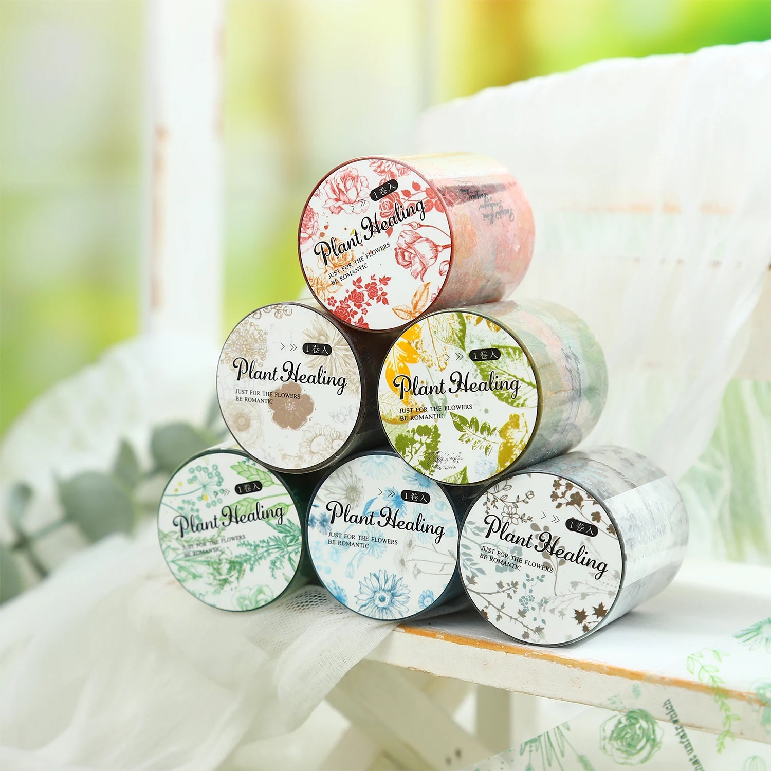 1 Roll Plant Leaf Theme PET Tape for Journal DIY Scrapbooking Collage Phone Case Notebook Decoration Qme