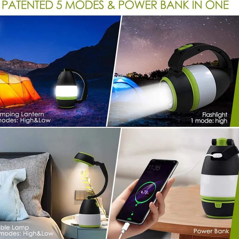 LED Camping Lamp Desk 1 Flashlight USB Charging Waterproof Outdoor Qme