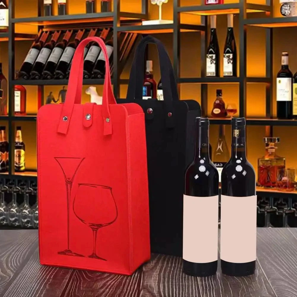 Felt Wine Bottle Bag Double Bottles Great Load Bearing Handheld Beverage Packaging Handbag Gift Wrap Storage Pouch Wine Tote Bag Qme