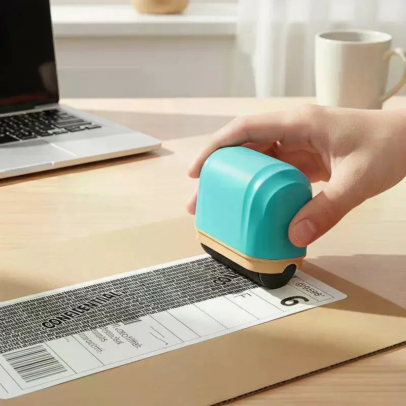 Rolling Type Stamping Garbled Characters Privacy Seal Express Delivery Anti Leakage Info Coverage With 3 Capsule Printing Ink Qme